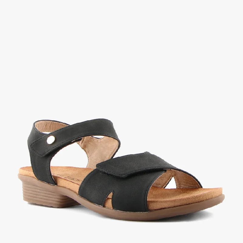 Elastic - Strap Women's Sandals with a Padded Toe in Teal for Easy On - and - OffBOOKER BLACK