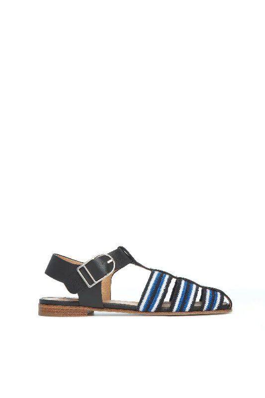 Anti - Slip Women's Sandals with a Grooved Sole in Green for Outdoor AdventuresCalla Sandal in Black Multi Nappa Leather Crochet