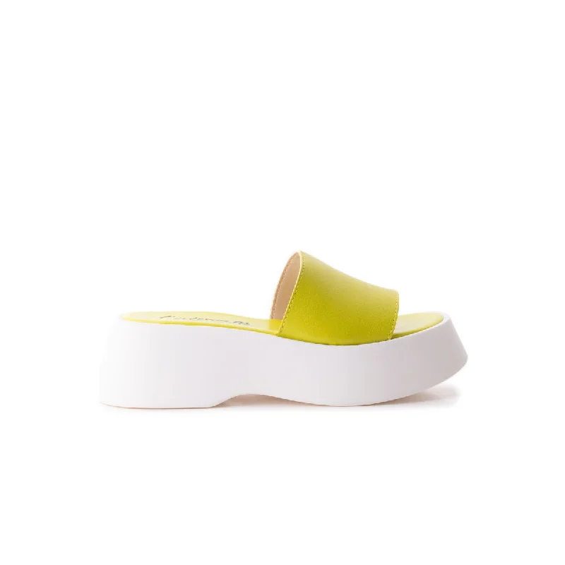 Elastic - Strap Women's Sandals with a Padded Toe in Teal for Easy On - and - OffChino Yellow Leather