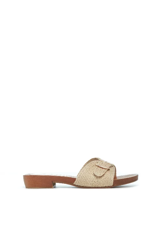 Women's Sandals with a Wedge Heel and a Tassel Detail in Orange for a Trendy LookClover Slide Sandal in Cream Leather Jute