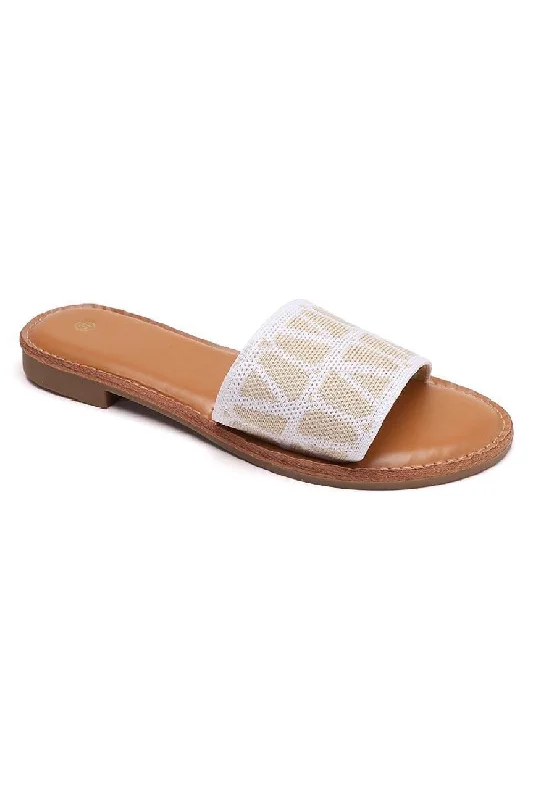 Women's Strappy Gladiator Sandals with Buckle Closures in Tan for a Boho LookBEIGE OPEN TOE FLAT SLIDERS SANDALS