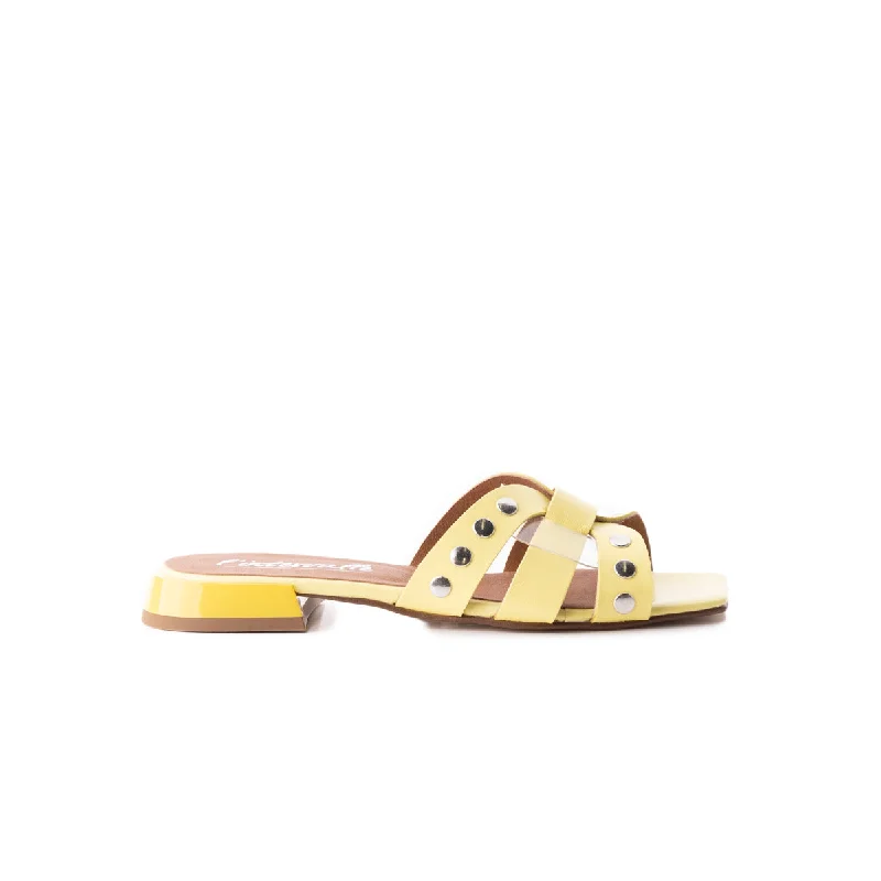Adjustable Strap Women's Sandals with a Padded Heel in Pink for a Custom FitCorso Yellow Leather