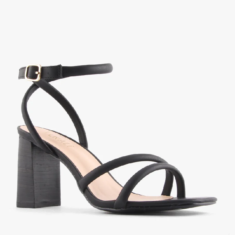 Women's Ankle - Strap Sandals with a Block Heel in Red for a Sophisticated StyleCRUCIAL BLACK