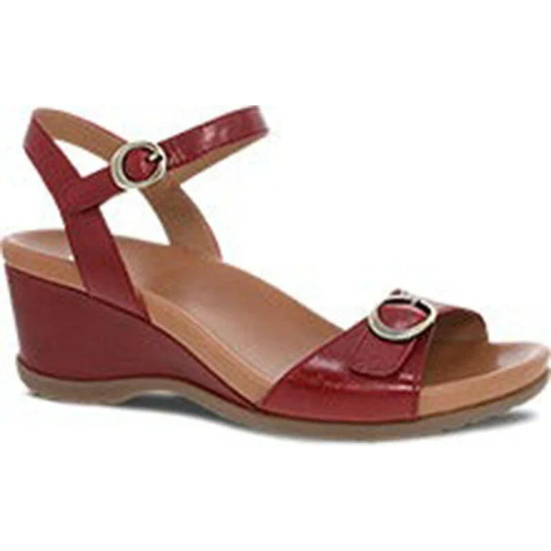 Adjustable Strap Women's Sandals with a Padded Heel in Pink for a Custom FitDansko Arielle - Red