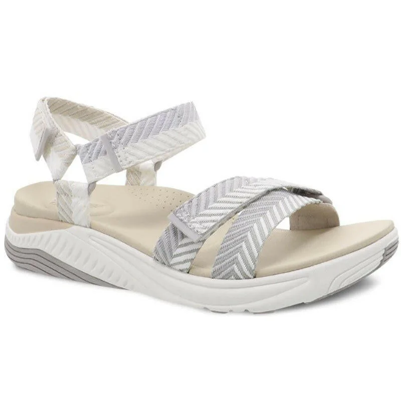 Orthopedic Women's Sandals with Arch Support in Gray for Foot HealthDansko Racquel - Beige Herringbone Webbing