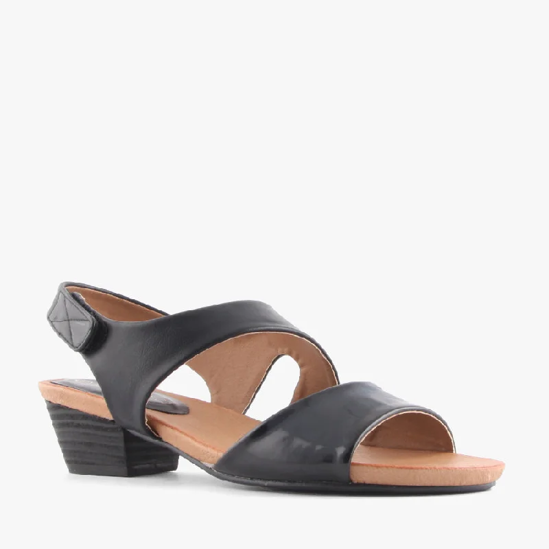 Child - Friendly Women's Sandals with a Secure Buckle in Purple for Moms on the GoDIAGONAL BLACK MULTI