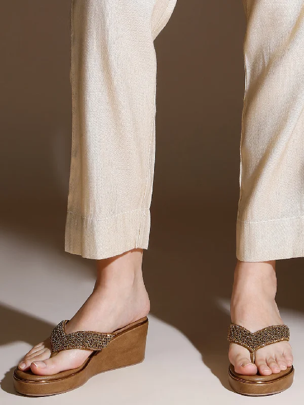 Women's Cork - Soled Espadrille Sandals with a Rope - Trimmed Upper in Navy for a Summer VibeWomen Antique Embellished Ethnic Wedge Sandals