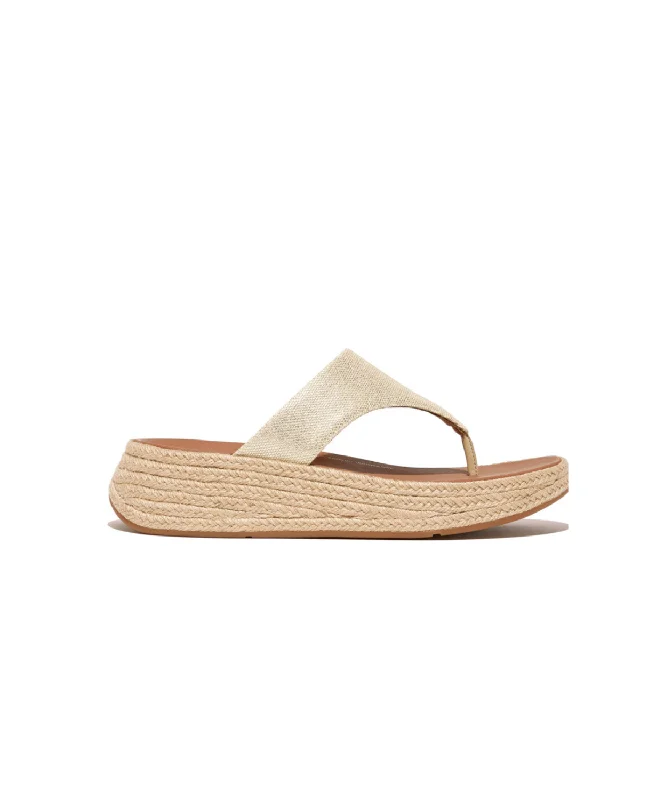 Lightweight Women's Mesh - Paneled Sandals in Yellow for BreathabilityFitflop F-Mode Espadrille Glitz-Canvas Flatform Toe-Thongs Ivory