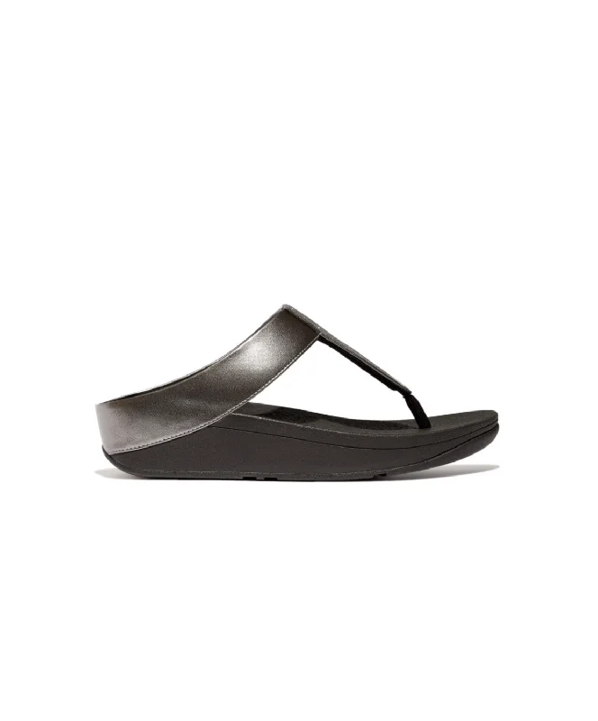 Sustainable Women's Recycled Material Sandals in Beige for Eco - Conscious ShoppersFitflop Fino Glitterdust Metallic Toe Post Pewter