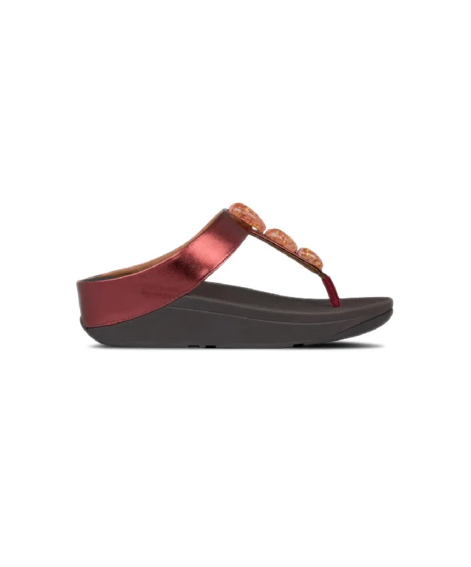 Anti - Slip Women's Sandals with a Grooved Sole in Green for Outdoor AdventuresFitFlop Metallic Fleck Stone Toe Post Red