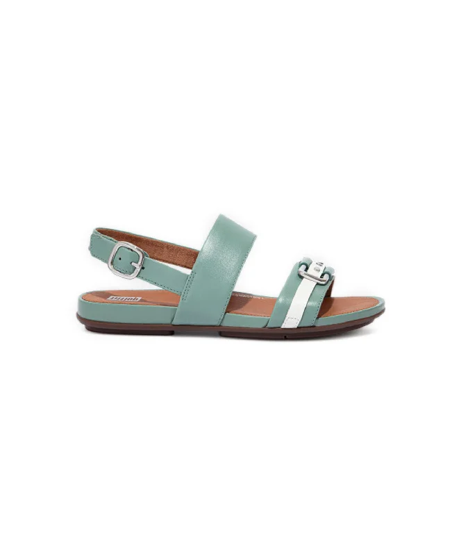 Women's Sandals with a Floral - Printed Upper in Pink for a Feminine Spring LookFitFlop Gracie Stud-Buckle Leather Back-Strap Sandals Green