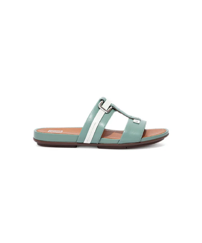 Women's Strappy Gladiator Sandals with Buckle Closures in Tan for a Boho LookFitFlop Gracie Stud-Buckle Leather Slides Green