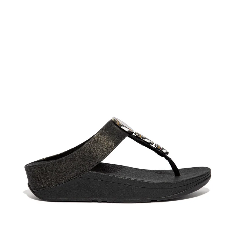 Women's Cork - Soled Espadrille Sandals with a Rope - Trimmed Upper in Navy for a Summer VibeFitFlop Halo Shimmer Toe Post Sandals Black