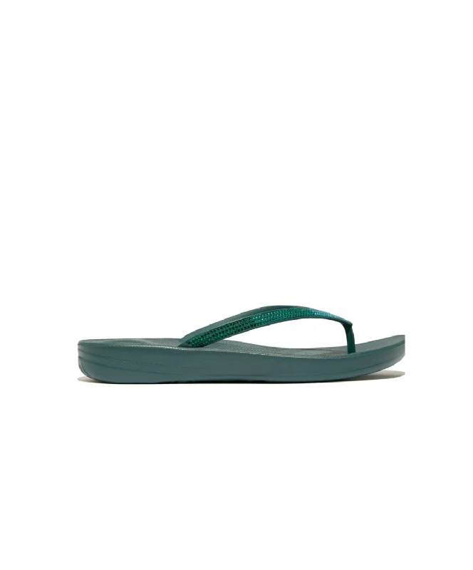 Sustainable Women's Recycled Material Sandals in Beige for Eco - Conscious ShoppersFitFlop IQushion Ombre Sparkle Deep Teal/Mint Blue