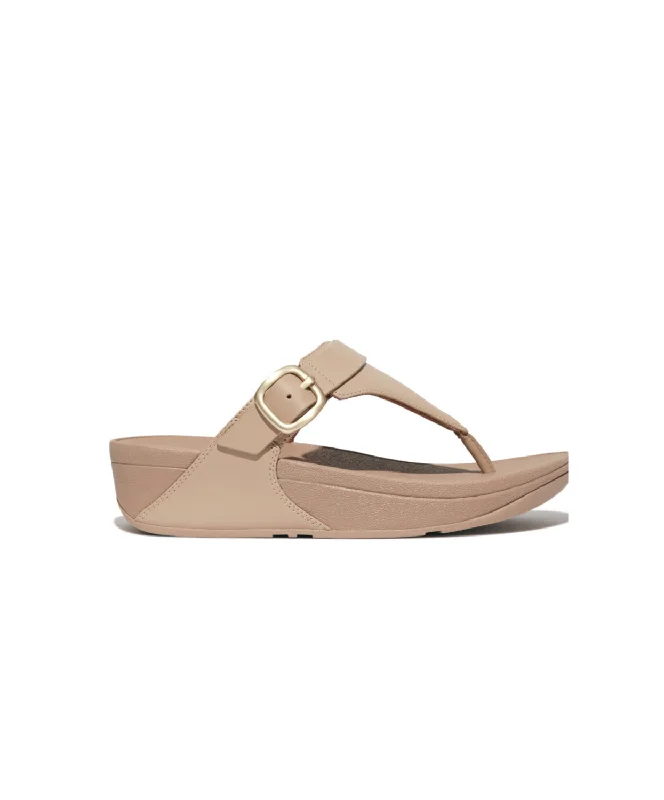 Sustainable Women's Recycled Material Sandals in Beige for Eco - Conscious ShoppersFitFlop Lulu Adjustable Leather Toe Post Sandals Latte Beige