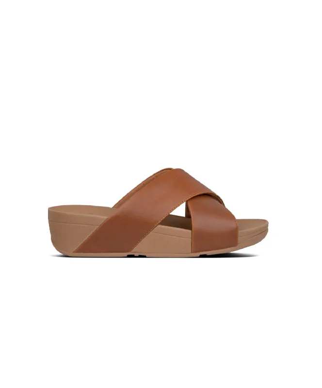 Shock - Absorbing Women's Sandals with a Soft Insole in Black for Active LifestylesFitFlop Lulu Cross Slides Sandals Light Tan