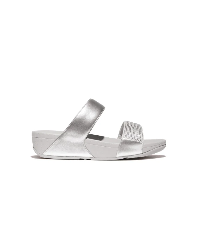 Women's Ankle - Strap Sandals with a Block Heel in Red for a Sophisticated StyleFitflop Lulu Crystal Embellished Slides Silver
