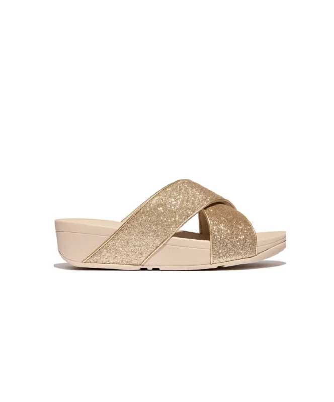 Lightweight Women's Mesh - Paneled Sandals in Yellow for BreathabilityFitflop Lulu Glitterdust Cross Slides Plantino