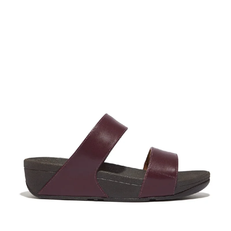 Women's Rhinestone - Embellished Open - Toe Sandals in Silver for a Glamorous Party LookFitFlop Lulu Leather Slides Plum