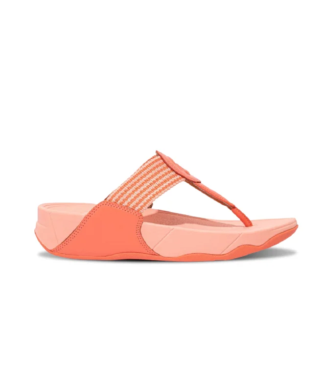 Women's Sandals with a Glitter - Coated Strap in Gold for a Sparkly Summer OutfitFitFlop Walkstar Finestripe Webbing Toe-Post Corralina Mix Sandals