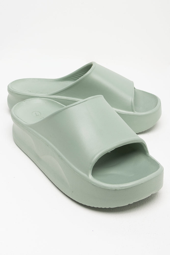 Women's Cork - Soled Espadrille Sandals with a Rope - Trimmed Upper in Navy for a Summer VibeFlatform Sandal Green