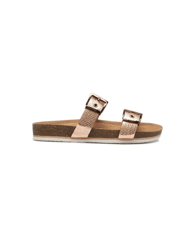 Women's Thong Sandals with a Beaded Design in Multicolor for a Beachy AestheticFRANKIE4 Sandy III Rose Gold Lizard Emboss Sandals