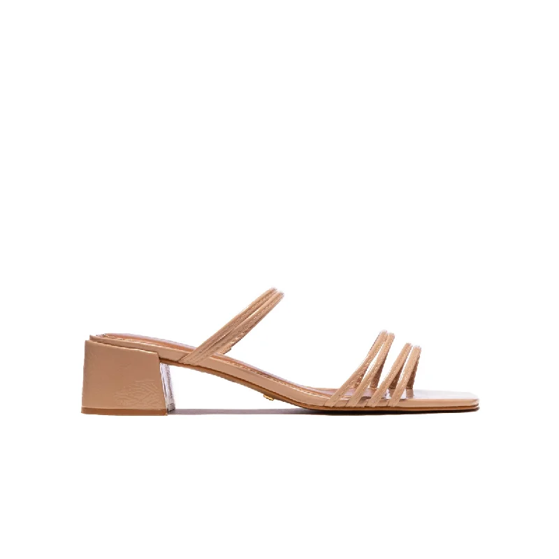 Women's Sandals with a Glitter - Coated Strap in Gold for a Sparkly Summer OutfitGale Nude Naplack