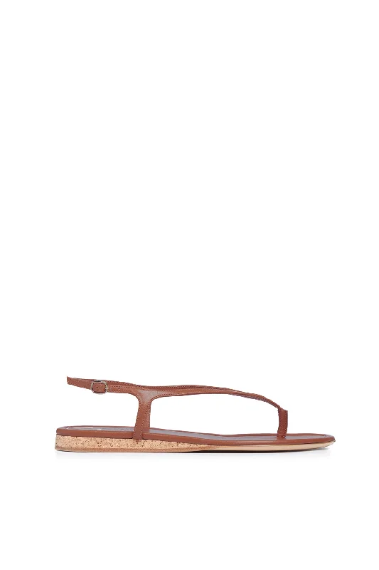 Waterproof Women's Rubber Beach Sandals with Arch Support in Blue for Water ActivitiesGia Flat Sandal in Cognac Nappa Leather