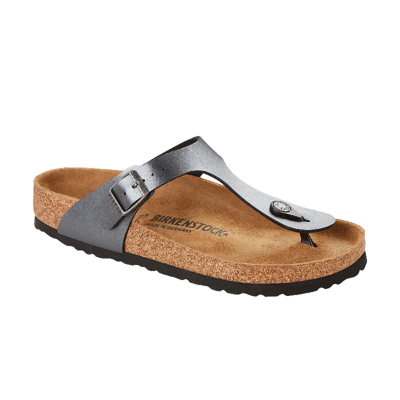 Child - Friendly Women's Sandals with a Secure Buckle in Purple for Moms on the GoGizeh Metallic Black Birko-Flor