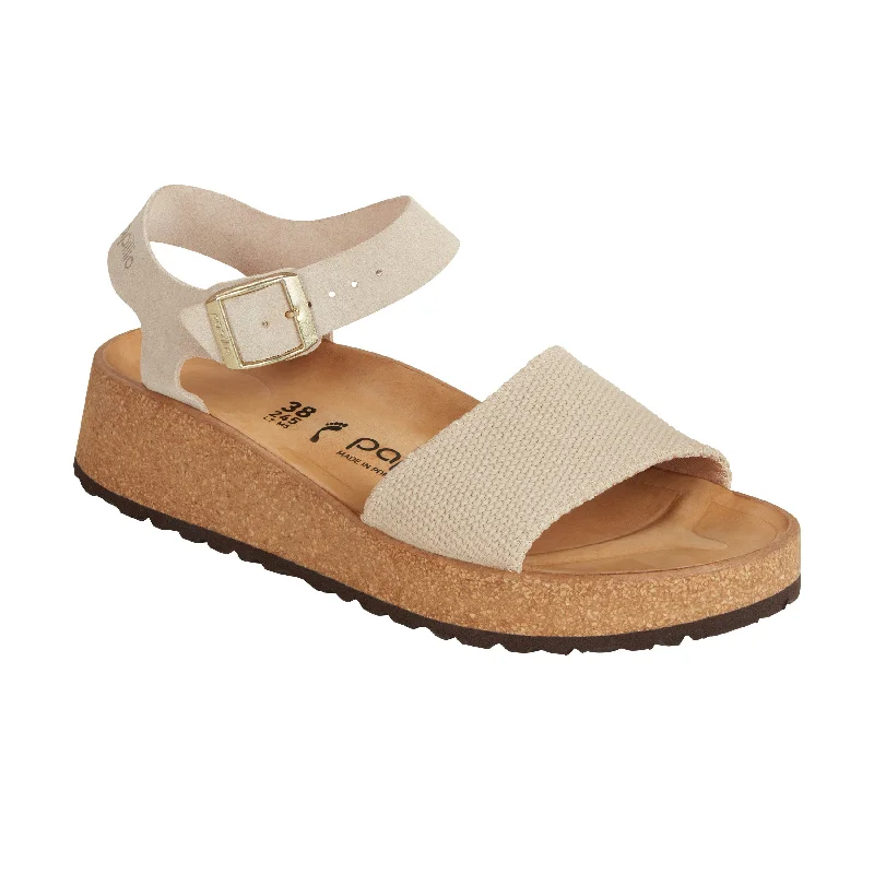 Women's Leather - Strapped Sandals with a Braided Detail in Brown for a Rustic AppealGlenda Sandcastle Canvas/Suede Leather
