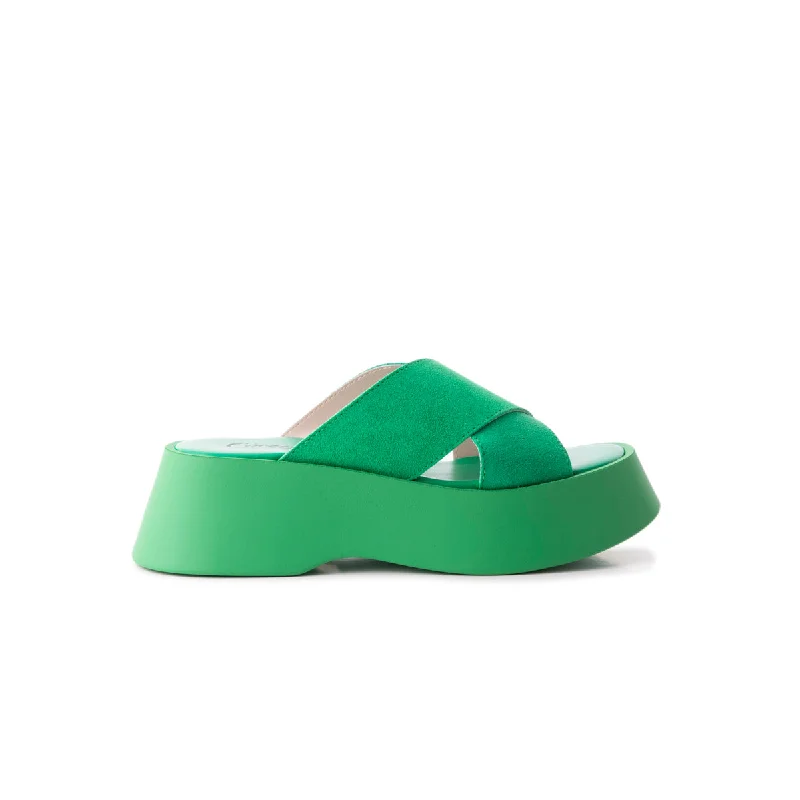Sustainable Women's Recycled Material Sandals in Beige for Eco - Conscious ShoppersHai Green Suede