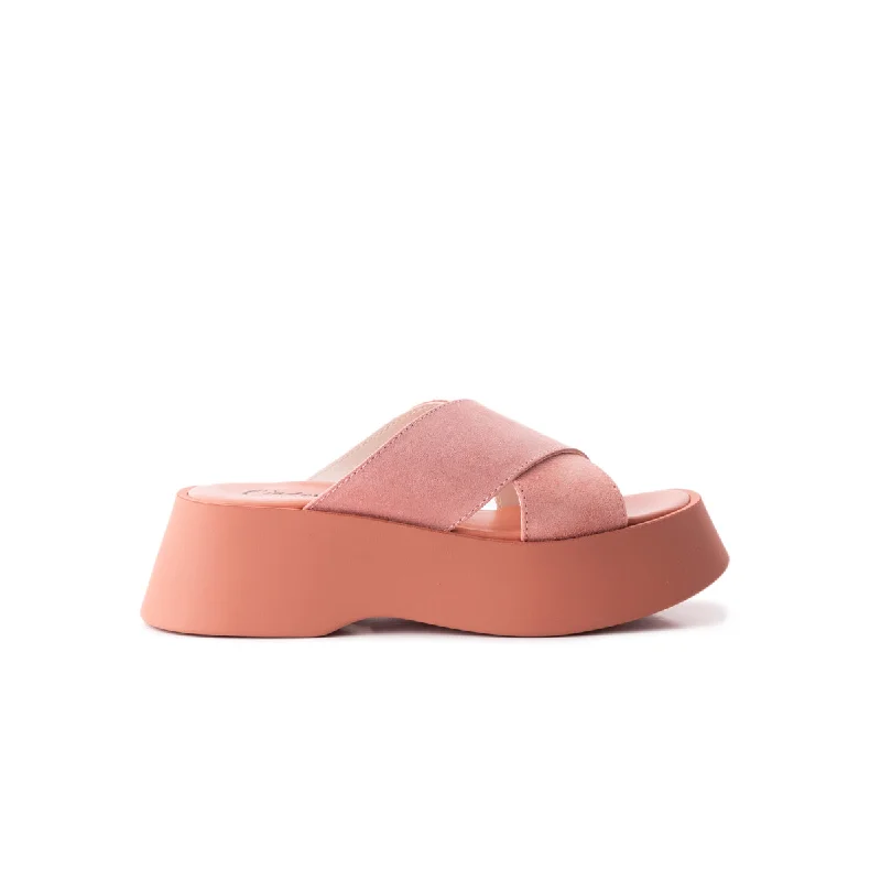 Adjustable Strap Women's Sandals with a Padded Heel in Pink for a Custom FitHai Pink Suede