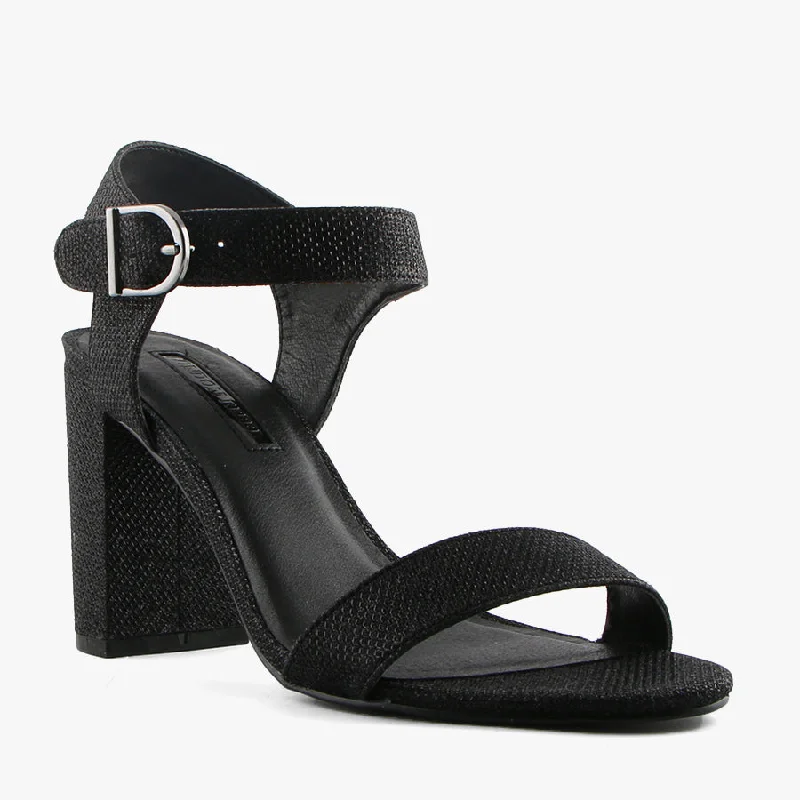 Women's Strappy Gladiator Sandals with Buckle Closures in Tan for a Boho LookHAIMIE BLACK GLITTER