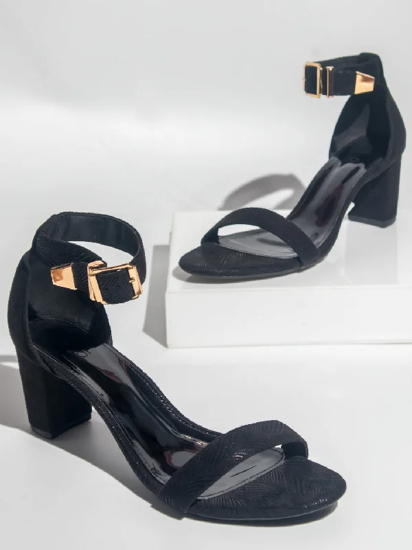 Child - Friendly Women's Sandals with a Secure Buckle in Purple for Moms on the GoWomen Black Party High-Top Block Sandals