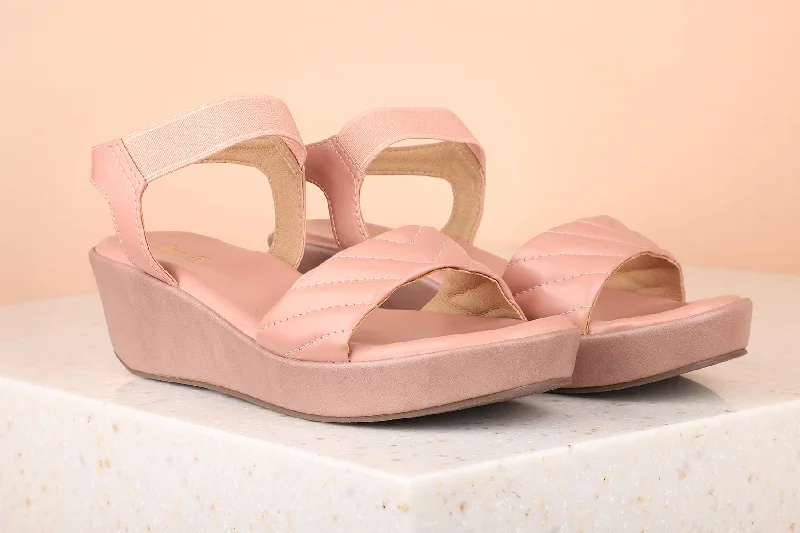 Women's Sandals with a Wedge Heel and a Tassel Detail in Orange for a Trendy LookWomen Peach Solid Wedge Sandals