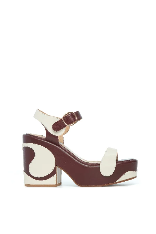 Sustainable Women's Recycled Material Sandals in Beige for Eco - Conscious ShoppersIris Platform Sandal in Cream Bordeaux Nappa Leather