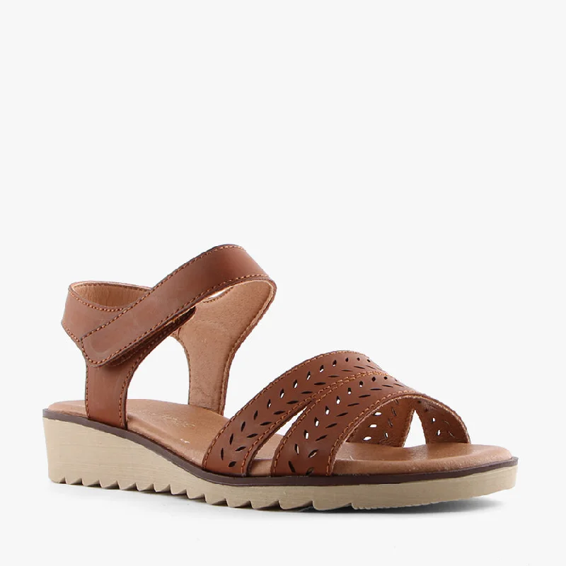Women's Strappy Gladiator Sandals with Buckle Closures in Tan for a Boho LookJIVE BROWN
