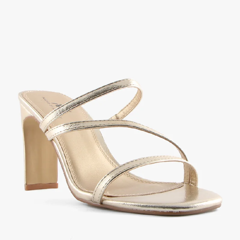 Women's Sandals with a Floral - Printed Upper in Pink for a Feminine Spring LookKENNY GOLD METALIC