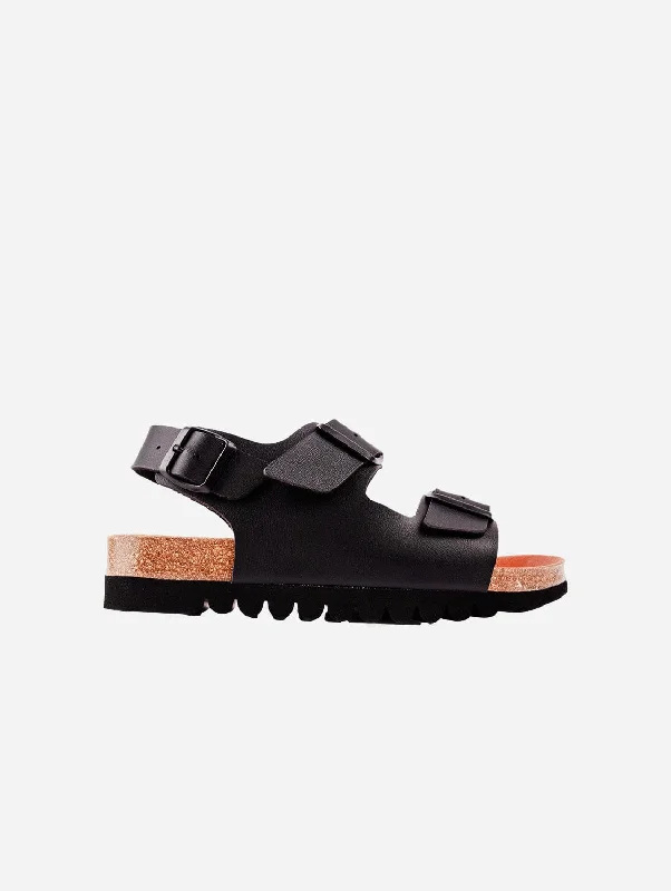 Shock - Absorbing Women's Sandals with a Soft Insole in Black for Active LifestylesLima Women's Vegan Footbed Sandals | Black