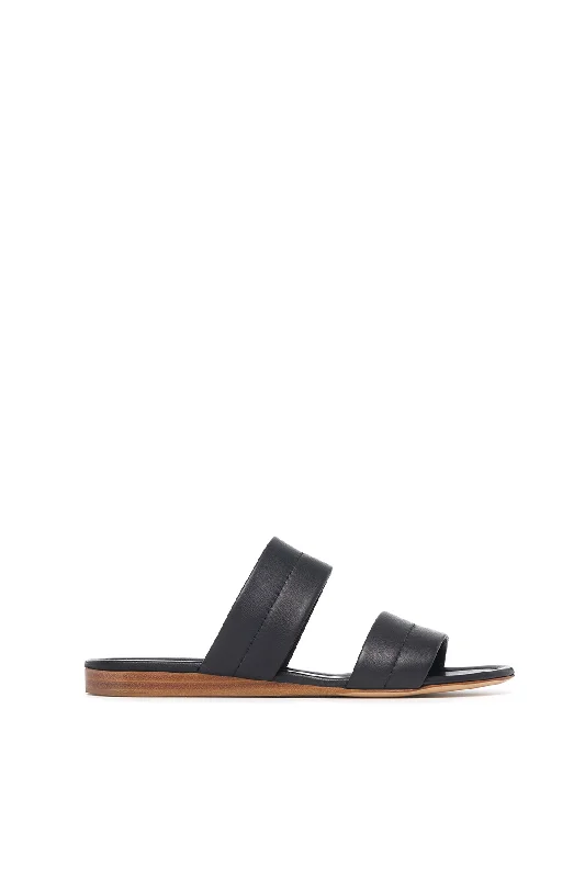 Women's Sandals with a Floral - Printed Upper in Pink for a Feminine Spring LookLora Flat Sandal in Black Nappa Leather