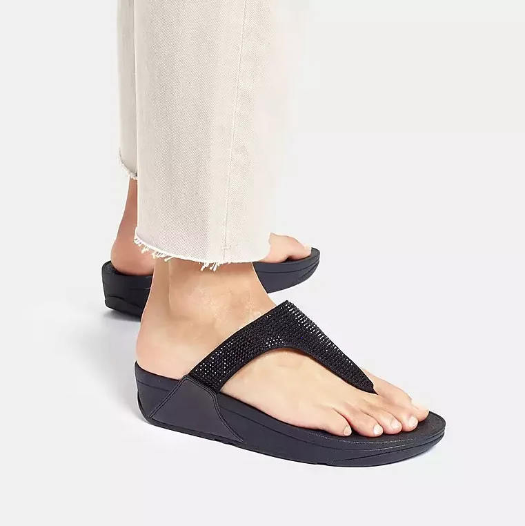 Adjustable Strap Women's Sandals with a Padded Heel in Pink for a Custom FitLulu Glitter Women's Toe Post Slip On Sandal
