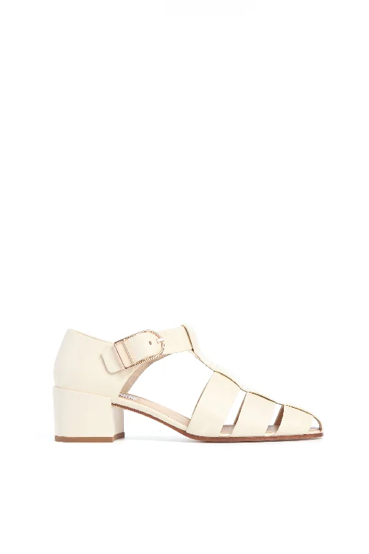 Orthopedic Women's Sandals with Arch Support in Gray for Foot HealthLyle Block Heel Pump in Cream Nappa Leather