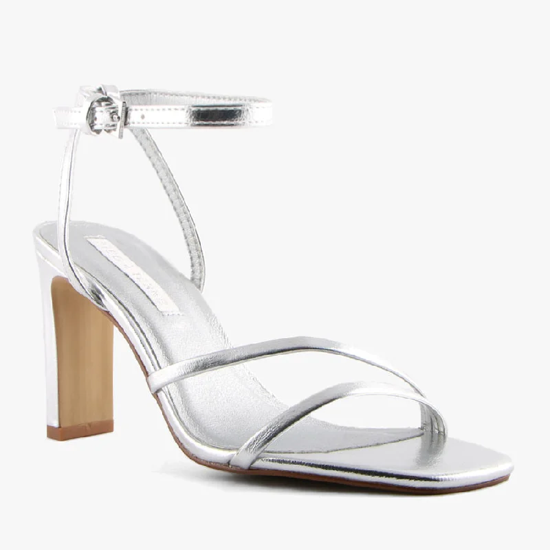 Women's Flat Slide Sandals with a Memory Foam Insole in White for All - Day ComfortMAE SILVER METALIC