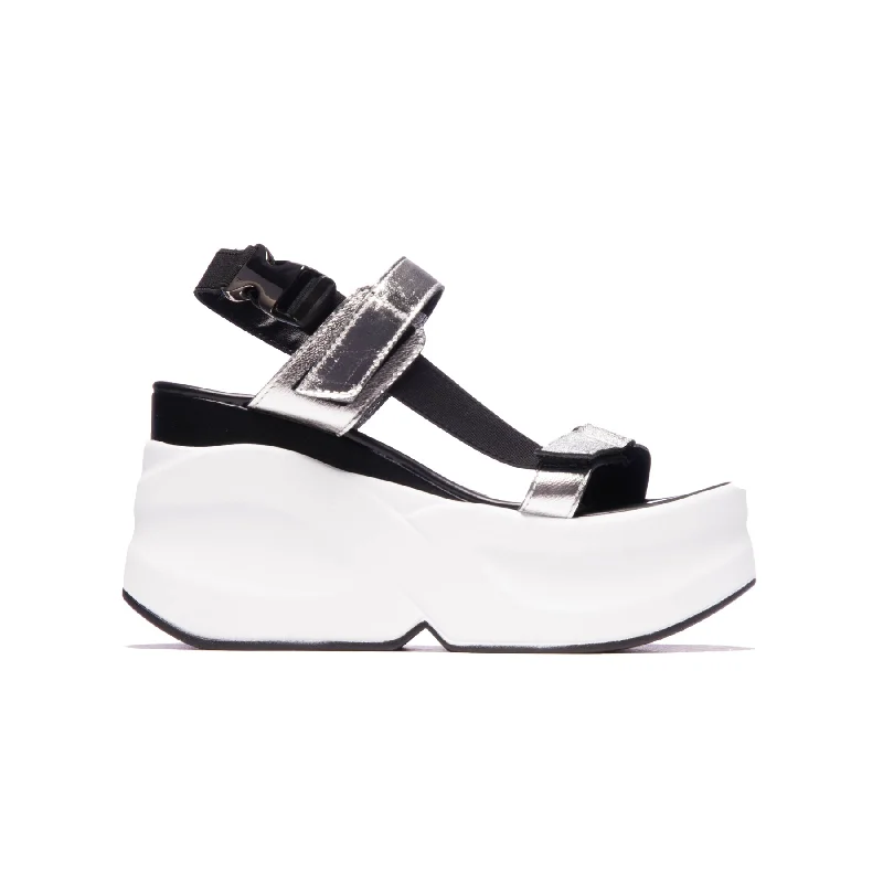 Women's Sandals with a Glitter - Coated Strap in Gold for a Sparkly Summer OutfitMali Silver Leather