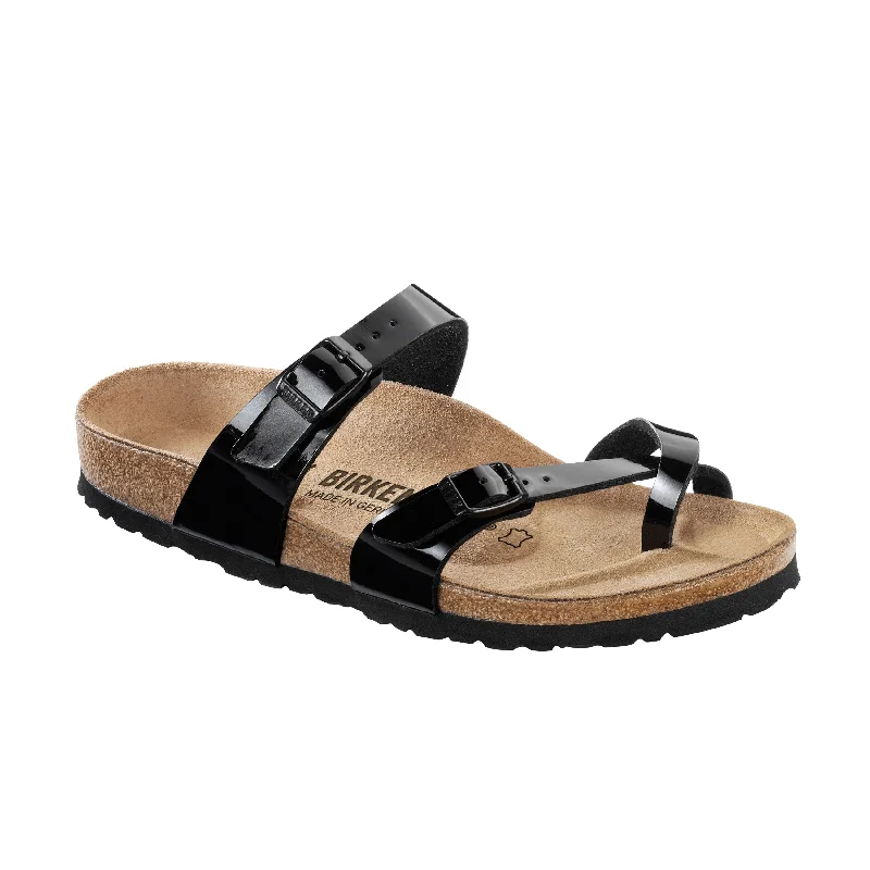 Women's Rhinestone - Embellished Open - Toe Sandals in Silver for a Glamorous Party LookMayari Black Patent Birko-Flor
