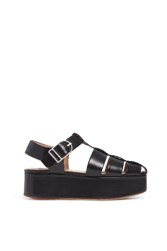 Women's Leather - Strapped Sandals with a Braided Detail in Brown for a Rustic AppealMila Platform Sandal in Black Leather