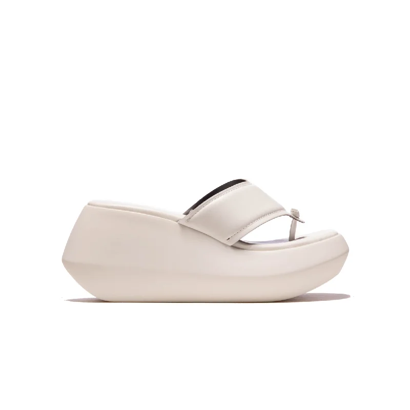 Women's Cork - Soled Espadrille Sandals with a Rope - Trimmed Upper in Navy for a Summer VibeMisty White Leather