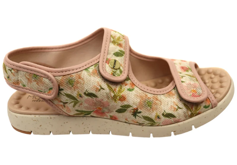Adjustable Strap Women's Sandals with a Padded Heel in Pink for a Custom FitModare Ultraconforto Ninia Womens Comfort Sandals With Massage Balls