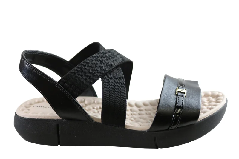 Shock - Absorbing Women's Sandals with a Soft Insole in Black for Active LifestylesModare Ultraconforto Solute Womens Comfort Sandals With Massage Balls