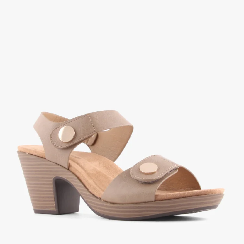 Plus Size Women's Wide - Width Platform Sandals in Black for Added Comfort and HeightMOYA TAUPE
